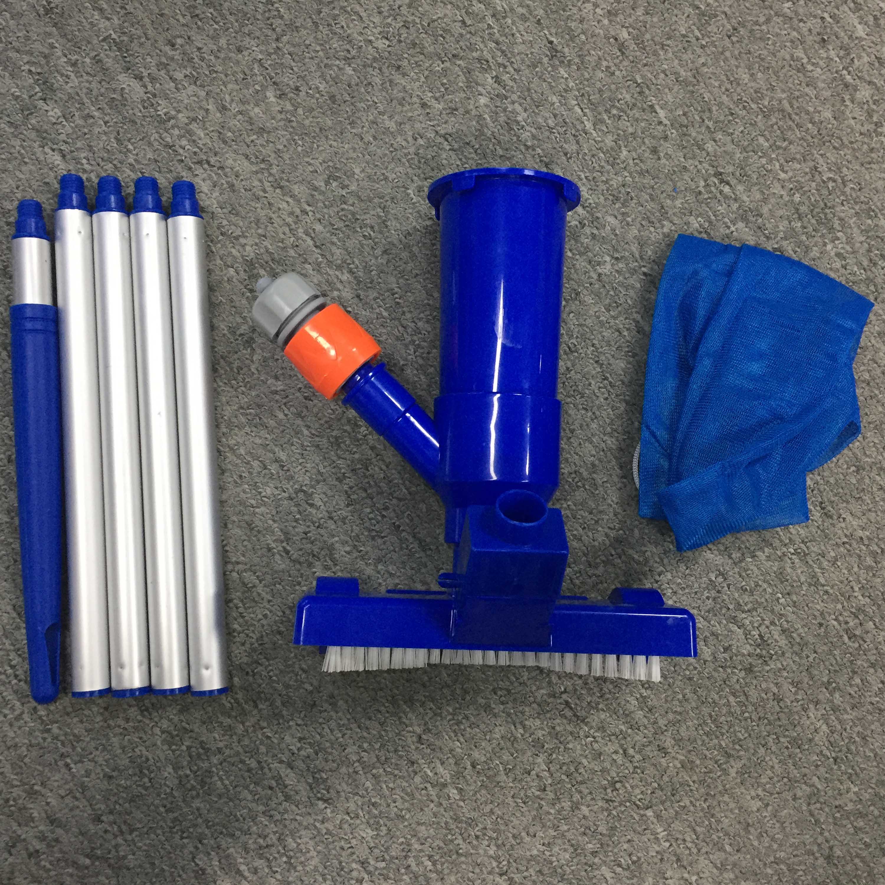 Swimming Pool Vacuum Cleaner Brush Cleaner Tool Above Ground Pond Fountain Vacuum Zooplankton Body Brush Detachable Cleaning Set: blue2