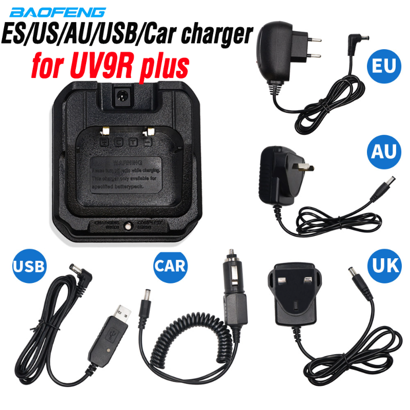 Baofeng UV-9R Plus EU/US/UK/AU/USB/Baterai Oplader Mobil samu Baofeng Uv 9r Plus UV9R Walkie Talkie Tahan Air Ham Radio