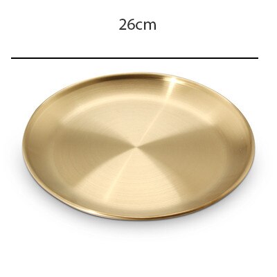 Goldene Edelstahl Tablett Skandinavischen Runde Lagerung Fach Einfache Snack Kuchen Anzeige Metall Platte Fotografie Requisiten: 26cm