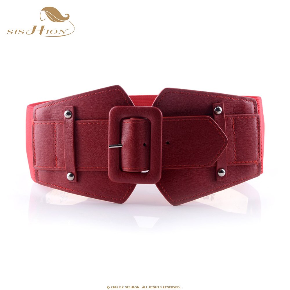 Cinturón ancho Vintage de para mujer, cinturones para elásticos de famosa de , cinturones para mujer de traje rojo Camel negro VB0007: Rojo