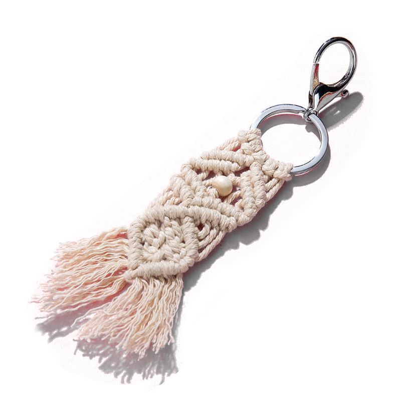 Mini Macrame Keychains Boho Macrame Bag Charms with Tassels Handcrafted Accessory for Car Key Purse Phone Wallet Unique Wedding: D