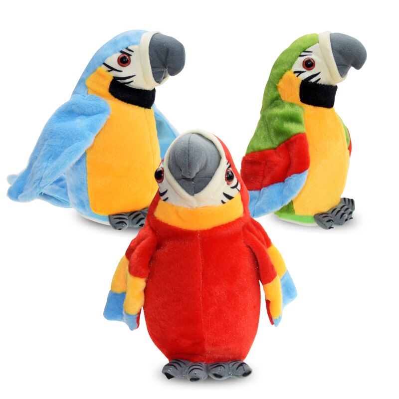 Jouet en peluche perroquet parlant électrique mignon, enregistrement répétitions, ailes ondulées, oiseau électronique en peluche, pour enfants