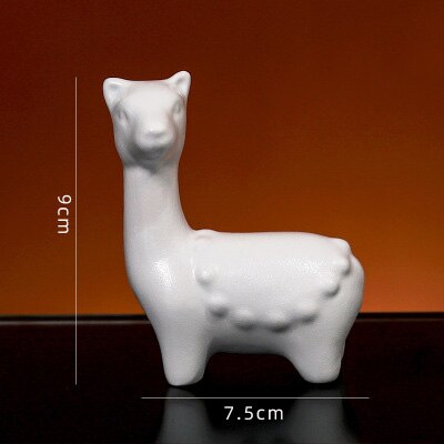Moderne harpiks dyredekorationer bord fe have miniature figurer enhjørning flamingo jule hjemmedekoration tilbehør: Alpaca hvid