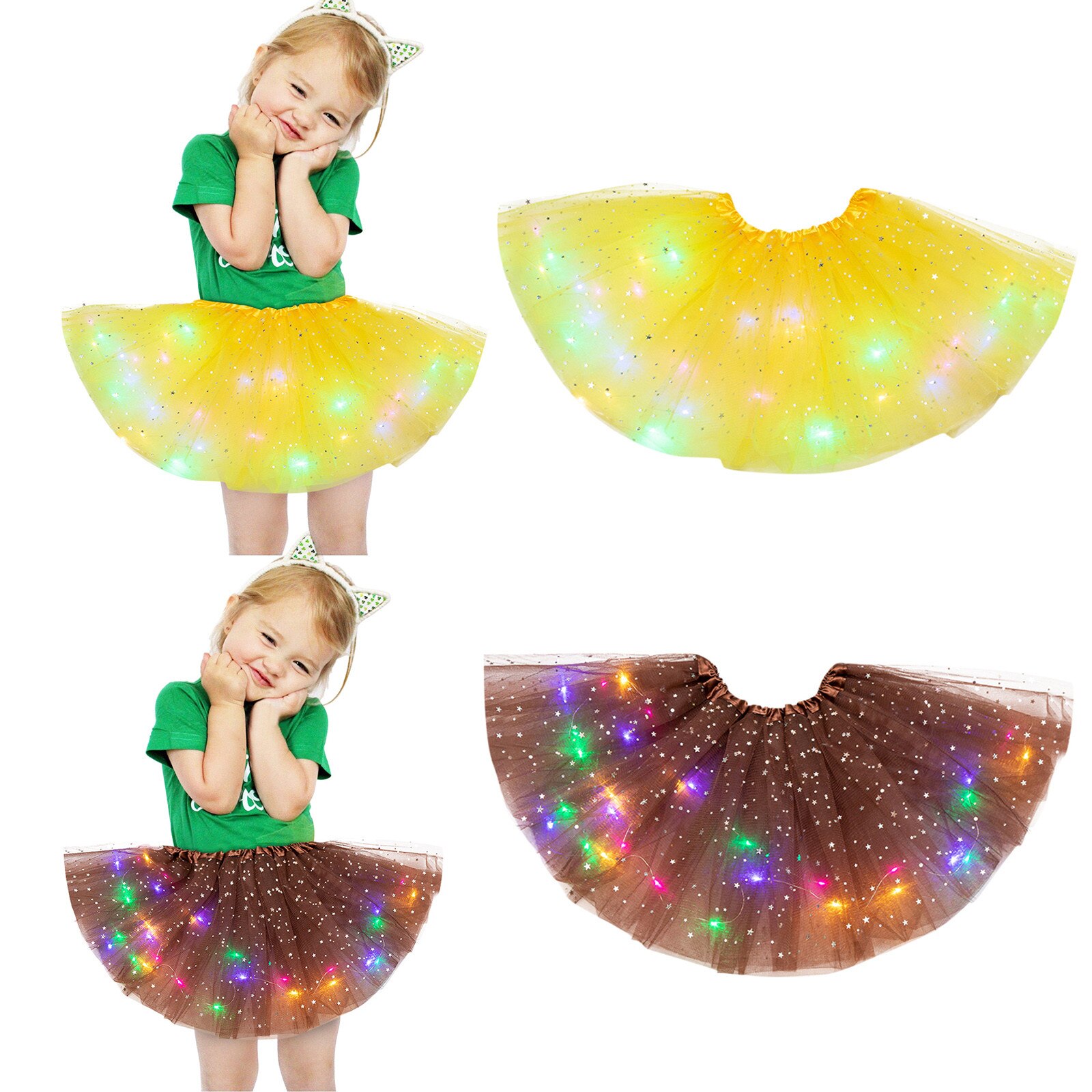 Kid Meisje Baby Tutu Rok Led Light Up Pettiskirt Ballet Kleding 2 Stuks Peuter Princess Party Dance Leuke Rokken Childrenclothing: K