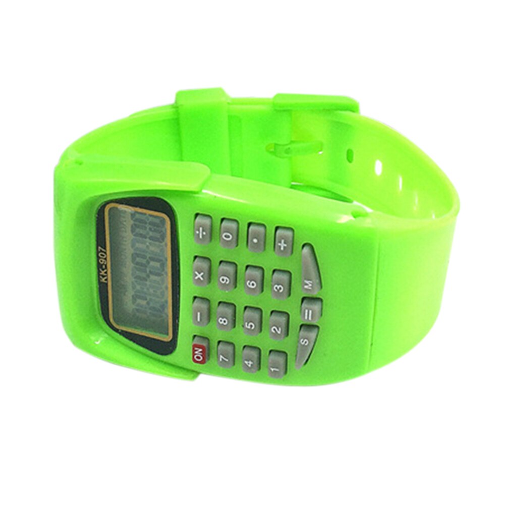 Multifunction Digital Calculator Sports LED Watch Calculating Tool for Children And Durable: Green