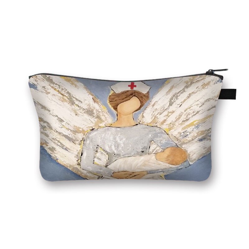 Engel in Weiß Krankenschwester Elektrokardiogramm Druck Damen machen-hoch Tasche Krankenschwester Mädchen Lagerung Tasche Kosmetik fallen: shzbnurse03