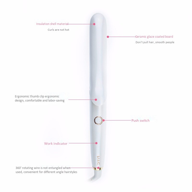 AIKIN hTc 2 in1 Hair Curler EU Plug Negative Ion Hair Straightener Hair Curl Iron Hair Tools Ceramic Triple Curling