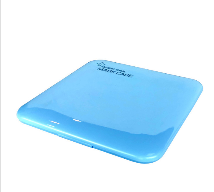 Antibacterial Mask Storage Box Portable Dustproof Moisture-proof Storage Box Band-aid Mask Case Temporary Medicine Storage Box: 130x130x14mm / Blue