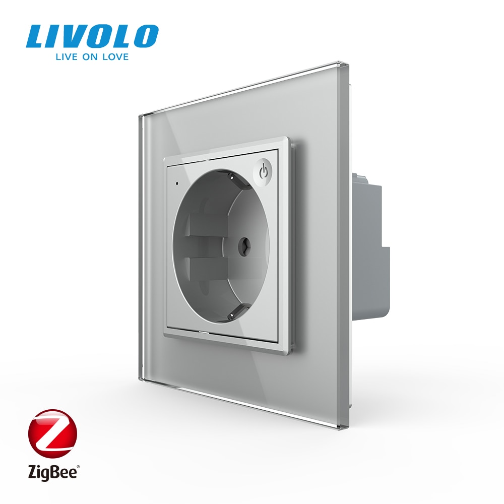Livolo eu standaard slimme wifi-stopcontact, kristalglaspaneel , 16a stopcontacten, wifi-app, aleax, google home, geen logo
