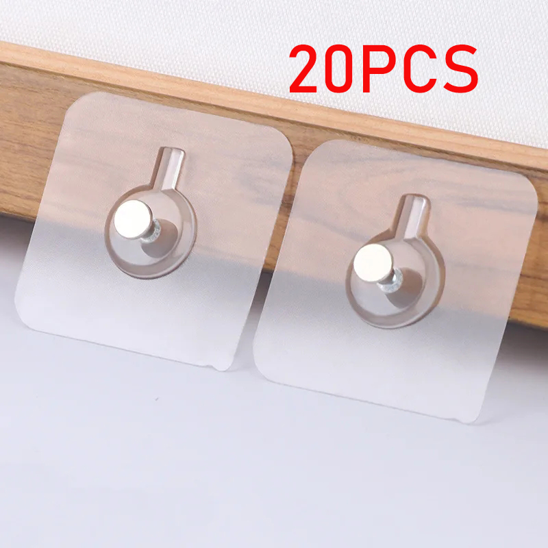 10/20Stck Starke Klebe Haken Klar Bild Rahmen Poster Zauberstab NäGel KleiderbüGel Schrank Küche Schlecht Zubehör Schraube Halfter