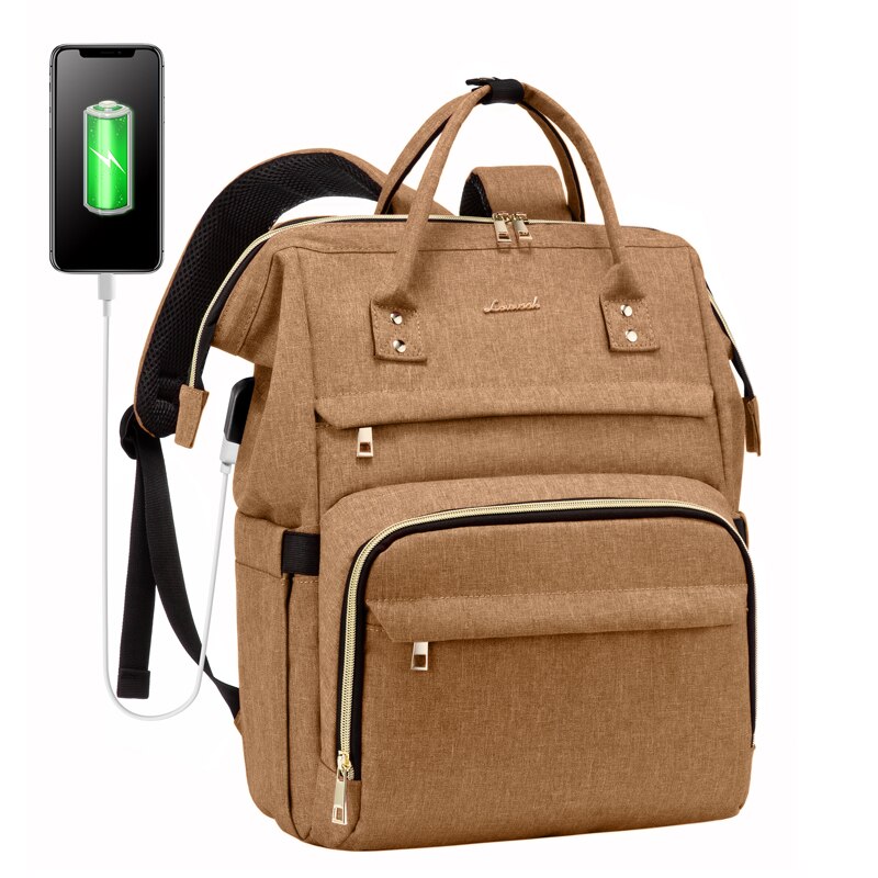 LOVEVOOK women bag laptop backpacks multifunctional canvas backpacks unisex waterproof anti-thieft backpacks for school/work: yellow