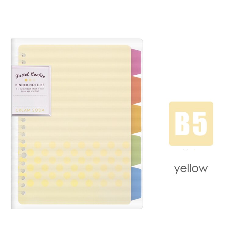 JIANWU japan KOKUYO Macaron note book loose leaf inner core A5 B5 notebook diary plan binder office school supplies ring binder: B5 yellow