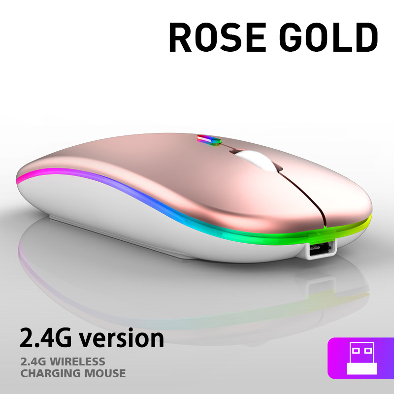 Mysz bezprzewodowa 1600DPI mysz komputerowa RGB Bluetooth cichy akumulator z podświetlany diodami LED USB myszy na PC Laptop: 012