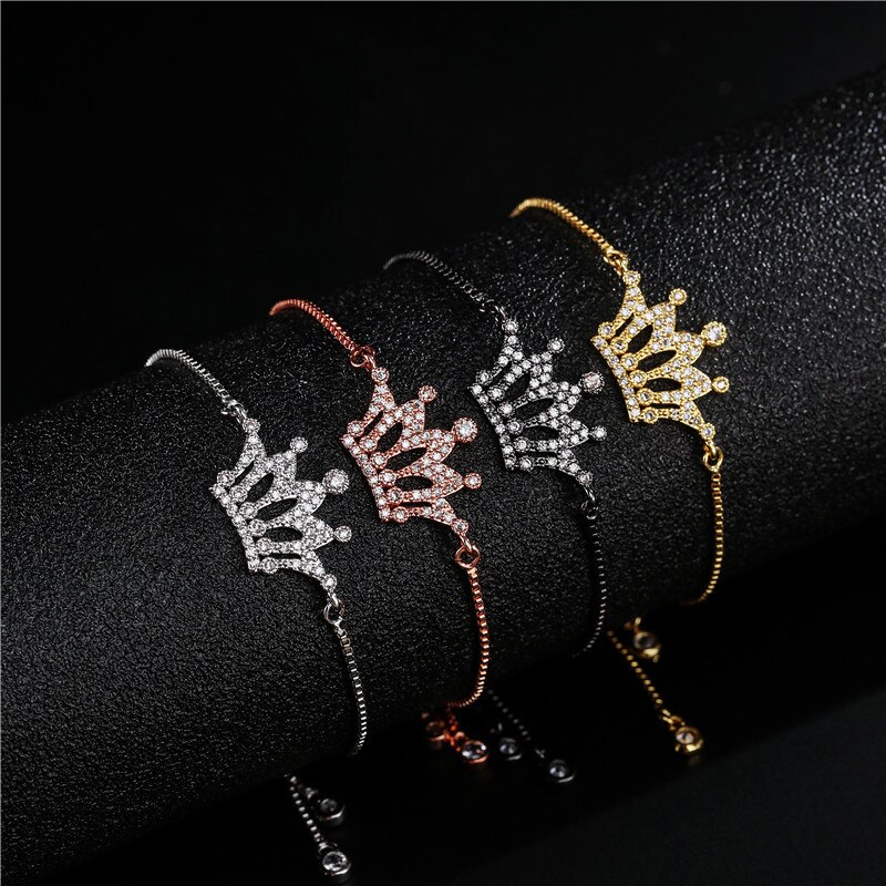 Cmoonry modisch Krone Charme Armbinde AAA + Zirkonia Armbänder Für Frauen Einstellbar Kupfer Kette Weibliche Partei Schmuck