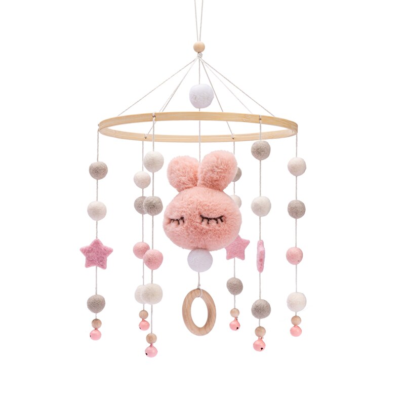 Assembly Bed Bell Mobile Rattles Bracket SetInfant Crib Mobile Wooden Bed Bell Bracket Protection Newborn Baby Toys Accessories: rabbit bed bell A