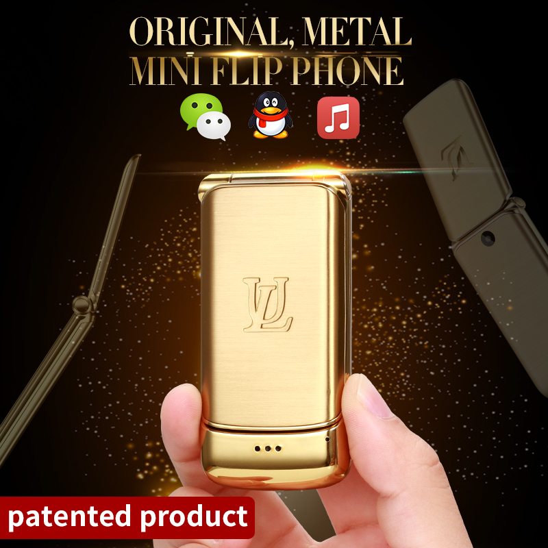 Ulcool-smartphone V9 Super, carcasa de Metal de lujo, Mini teléfono móvil con tapa con FM MP3 de 1,54 pulgadas, marcador Bluetooth, teléfono móvil antipérdida