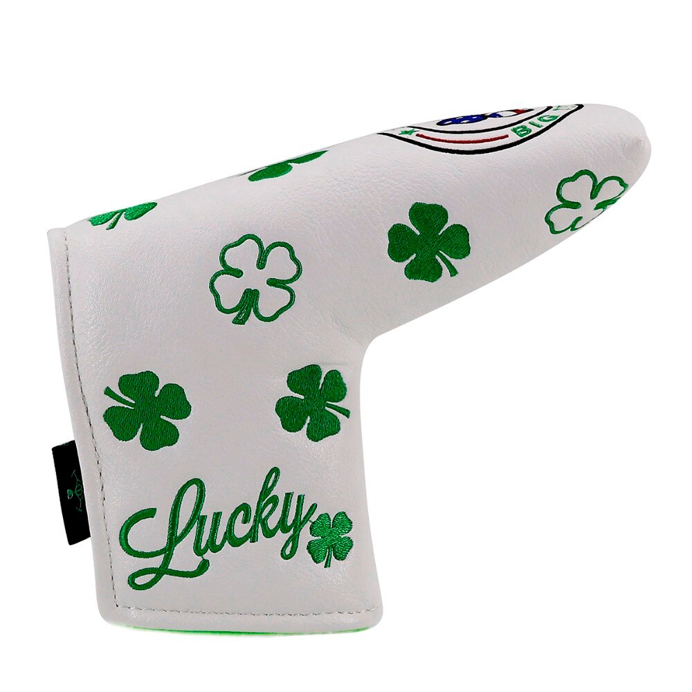 Big Teeth Golf Head Cover Putter Cover Lucky SHAMROCK PU Leather Golf Putter Cover Headcover Magnet Closure