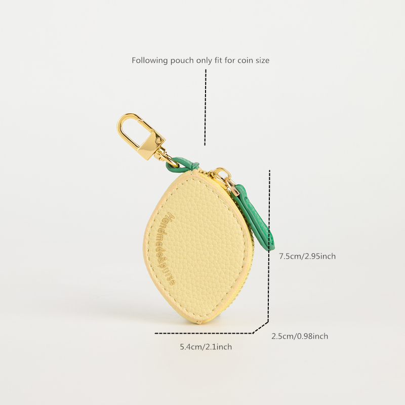 Yellow lemon Fruit Charm coin purse cute key chain mini pouch Wallet for girl women spring summer