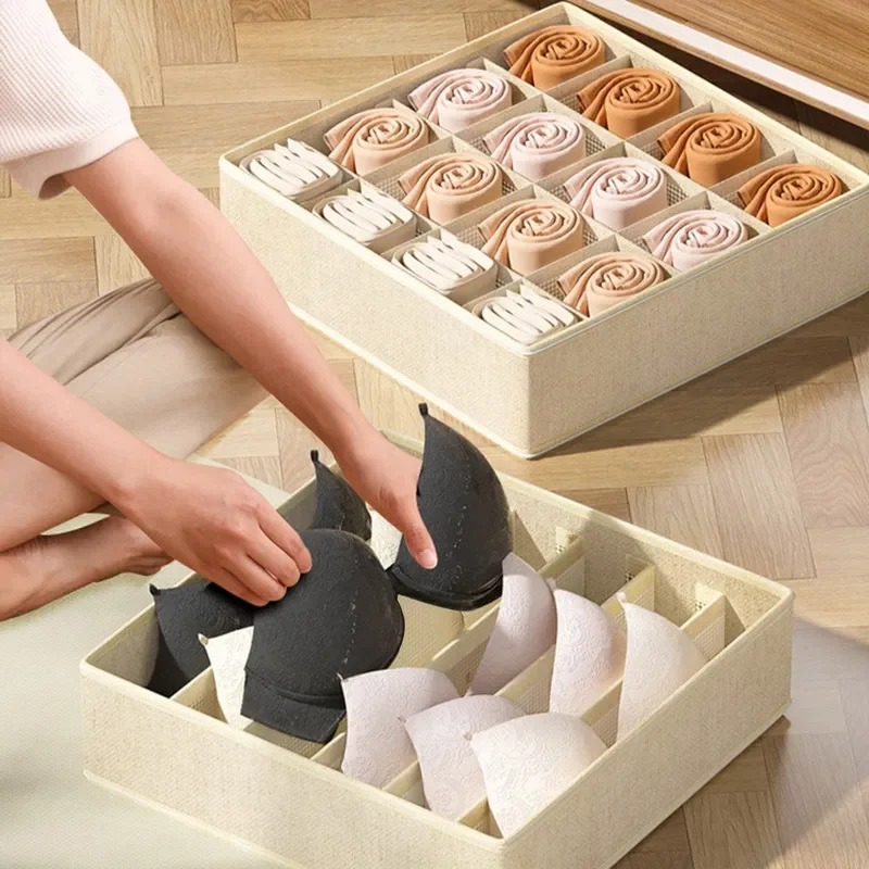 1-2Stck Unterwäsche Lagerung Boxen Socken Kleidung Lagerung Organizer Vlies Stoff Schublade Typ Höschen Drei-stück einstellen Kasten Kasten Hause