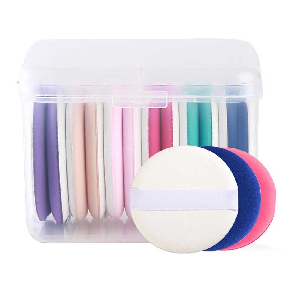 Esponjas redondas portátiles para maquillaje, 12 Uds., almohadillas de polvo sueltas con cojín de aire, con correa para maquillaje en polvo, colorete cosmético