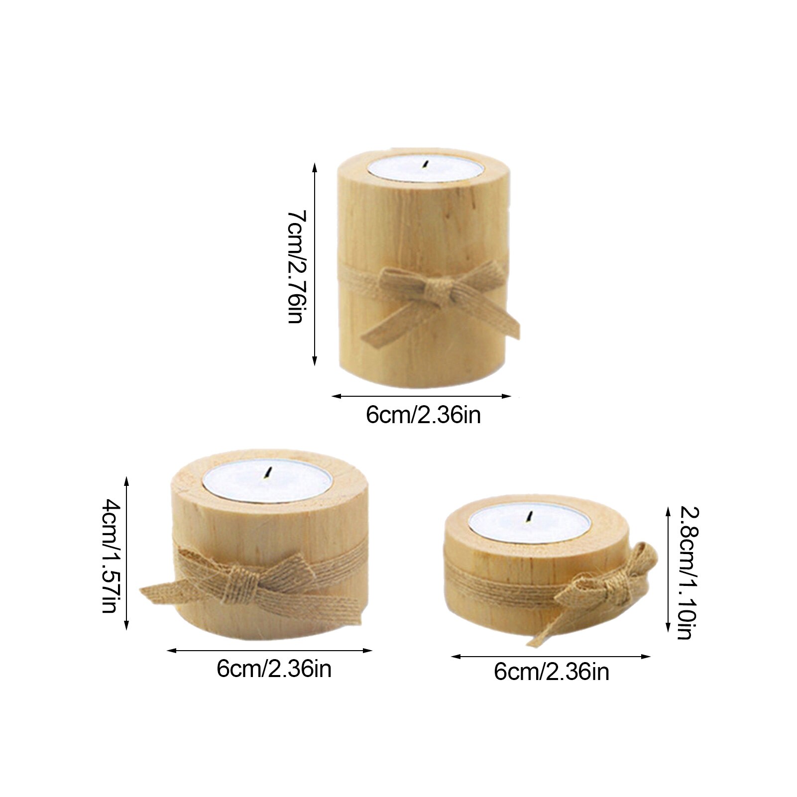 3pcs Natural Pine Wood Candle Holder Wooden Tea Light Candle Holders Succulent Planter for for Wedding Party Birthday Decoration