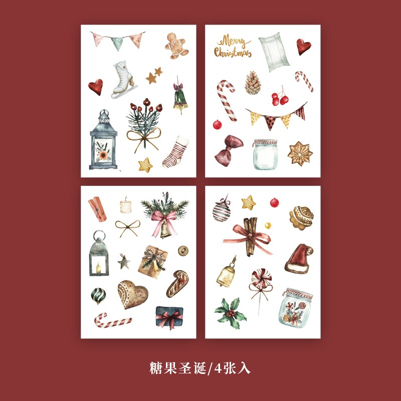 4 Stks/pak Kerst Serie Bullet Journal Mobiele Stickers Interieurstickers Dagboek Scrapbooking Label Sticker Briefpapier: 3