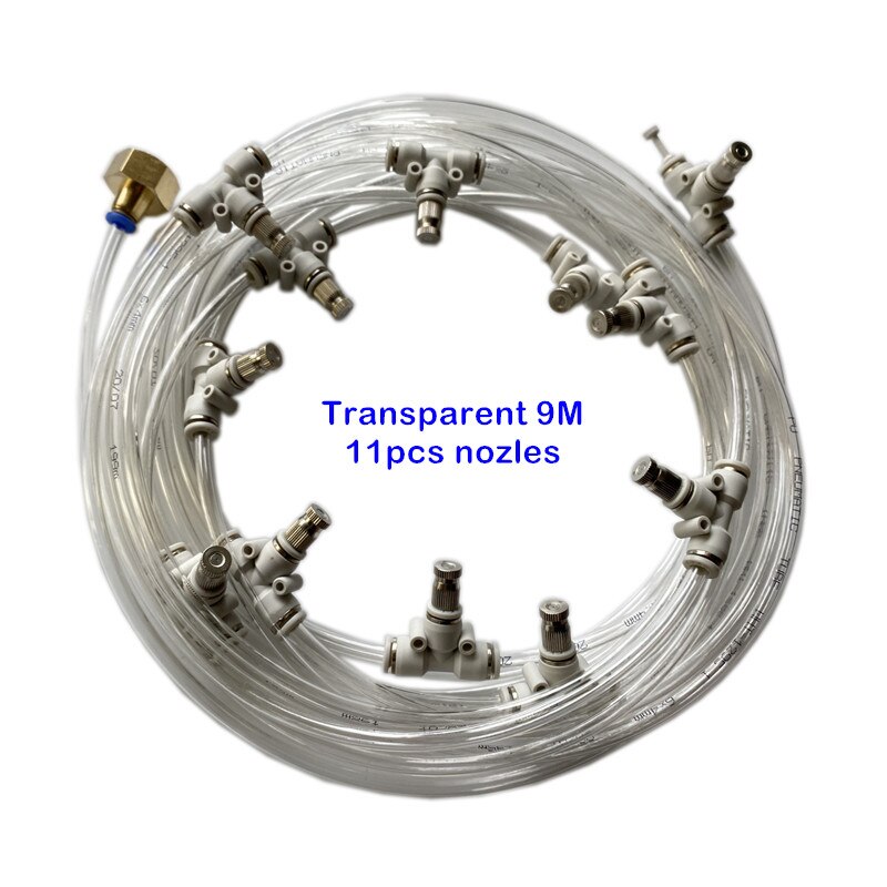 S390 Sprinkler 6M-18M beschlagen kits nebel nebel düsen wasser sprayer für terrasse pflanzen pavillon im freien garten beschlagen kühlsystem: Transparent 9M