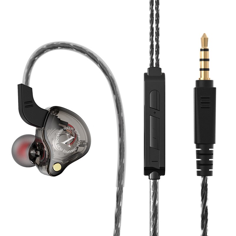 X2 Pro 3.5mm Detachable Wired Headphones Dual Dynamic HiFi Earphone Noise Cancelling Monitor Headset Bass Stereo Music Earbuds: X2 Black