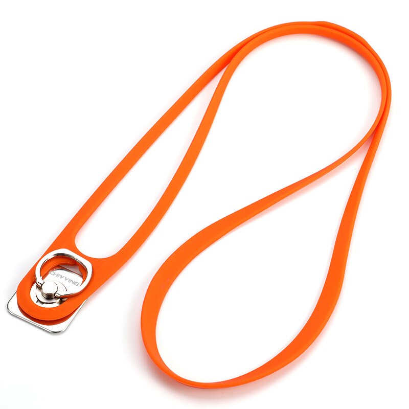 Newest Universal 360 Degree Finger Ring Lanyard 2 in 1 Mobile Holder Metal Stand and Ring Hang Rope For Smartphone phone: Orange