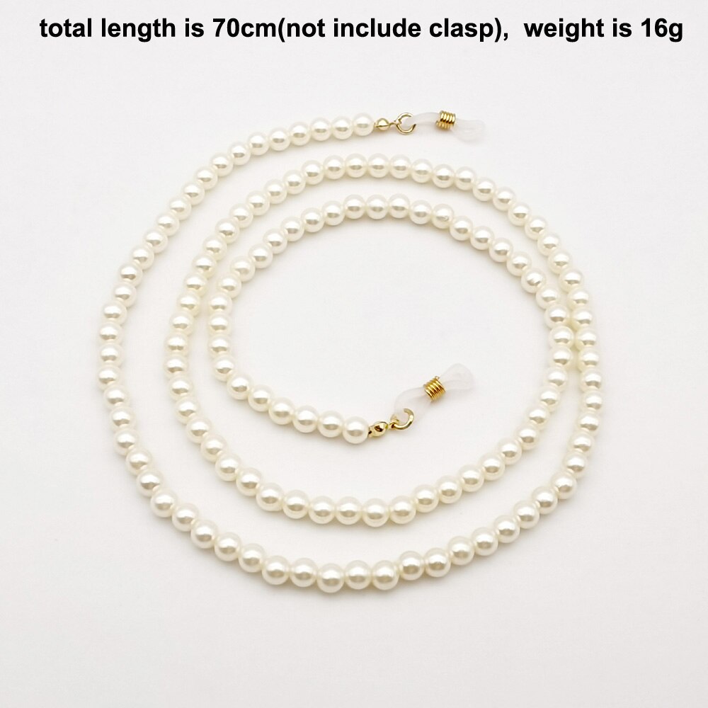 White Imitatie Parel Bril Kettingen Kralen Sunglass Lezen Brillen Ketting Cord Holder Touw Voor Mannen Vrouwen Stellen