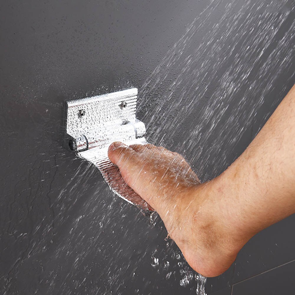 Badeværelse brusebad fodskammel fodstøtte aluminium brusebad fodstøtte sammenklappeligt alhardware vedhæng vægmonteret skridsikkert bad