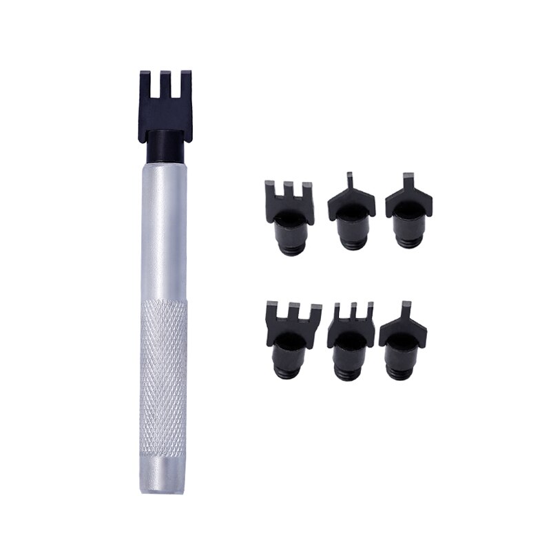 LMDZ Leather Flat Punch Tool Set Steel Handle Can Replacement Head Belt Hole Punching Leather Rope Weaving Chisel Craft Tool