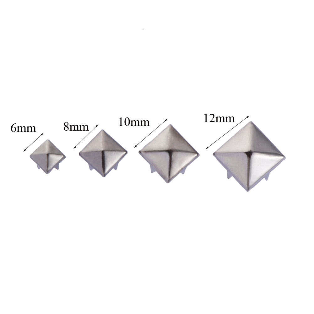 100 st 6/8/10/12mm solida nagelband nitar gör-det-själv läder hantverk fyra klor fyrkantiga spikar kläder/väska/skor metall mässing pyramid spik