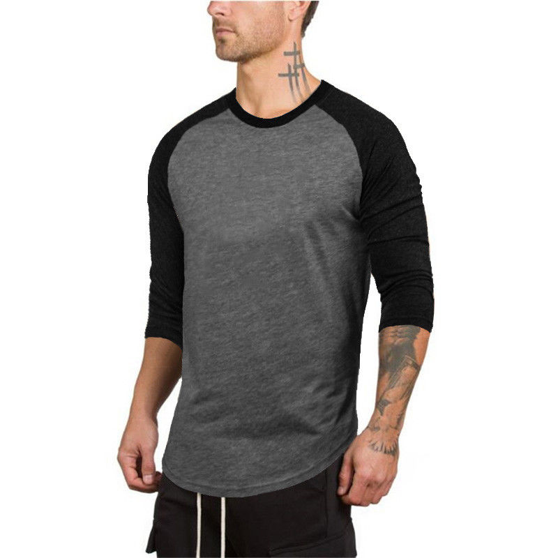 Männer der 3/4 Hülse Laufen Männer Schnell Trockenen T-Hemden Laufende schlank passen Spitzen Abschläge Sport männer Fitness Fitnessstudio T Hemden Muskel T