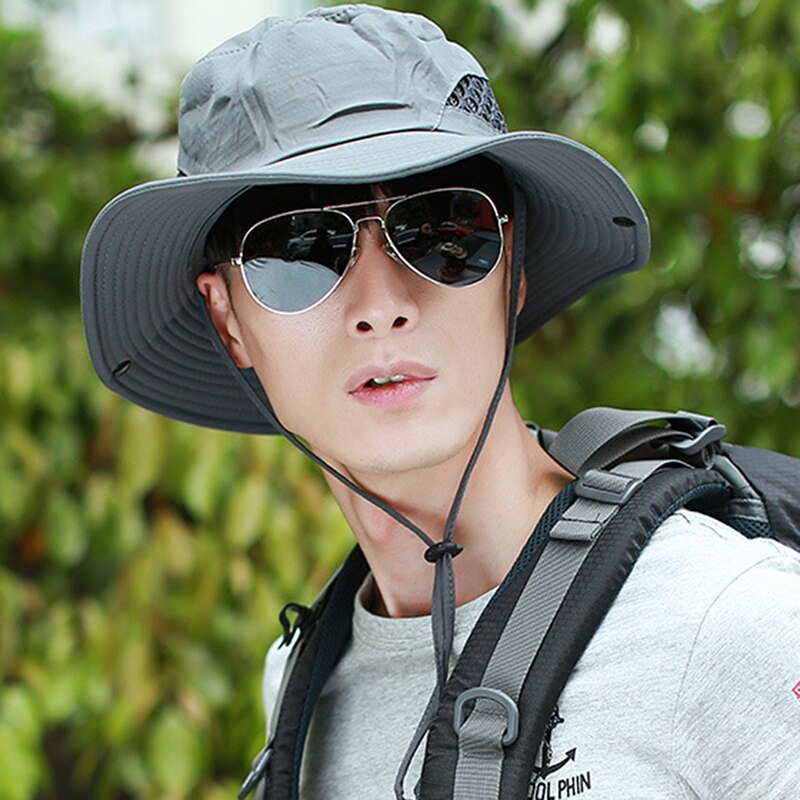 Sun Hat Bucket Summer Sun UV Protection Long Large Wide Brim Mesh Hiking Outdoor Beach Cap Men Women Fishing Hat