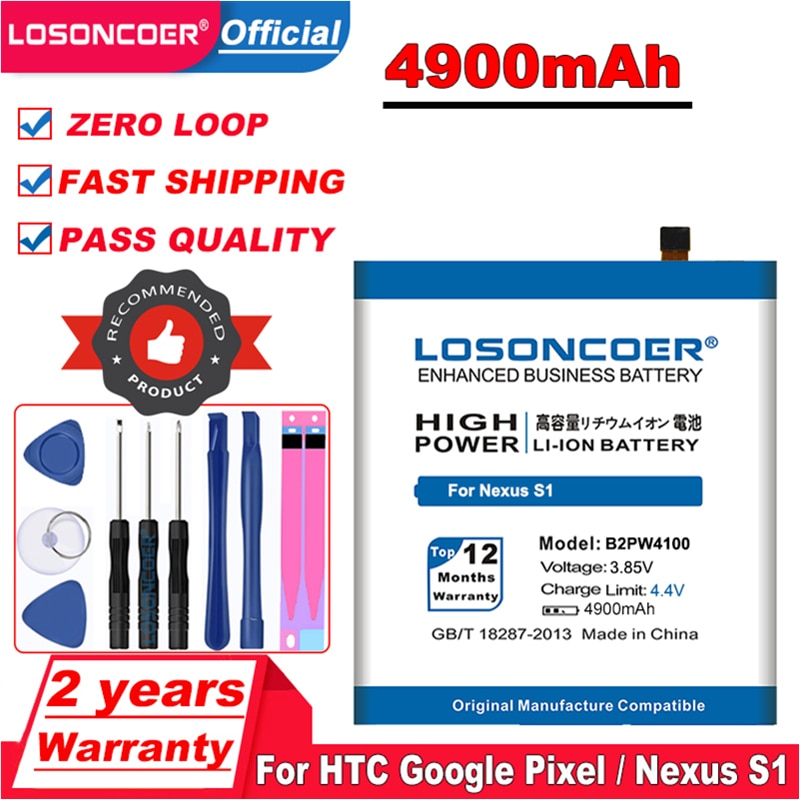 Losoncoer 4900 Mah B2PW4100 Batterij Voor Htc Google Pixel / Nexus S1