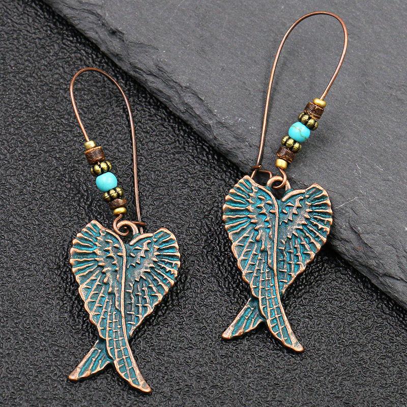 Pendientes colgantes con gancho para la oreja grande bohemio Vintage para mujer, aretes bohemios redondos huecos con forma de hoja geométrica étnica, joyería antigua