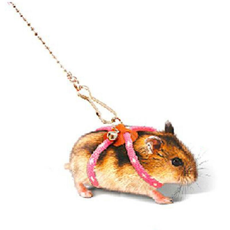 Justerbar kæledyr hamster snor sele reb gerbil bomuld reb sele bly krave til rotte mus hamster kæledyr bånd snor: Rosa