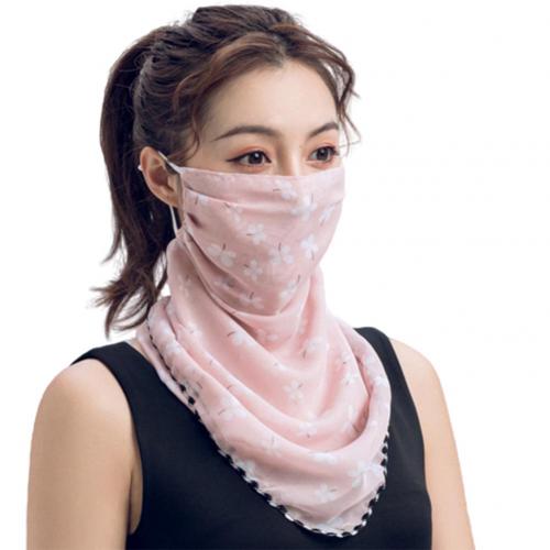 Rose Flower Women Summer Chiffon Anti-UV Thin Veils Scarf Neck Face Cover Shawl: Pink Lucky Grass