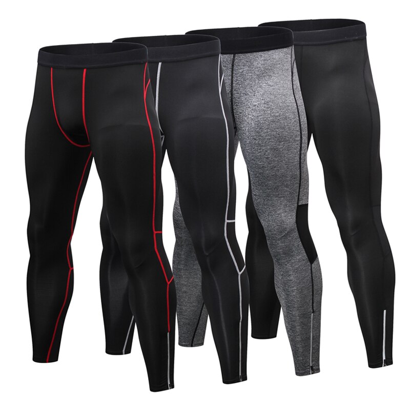 Men&#39;s Compression Pants Leggings Men Tights Basketball Licras Reflective Zipper Legging Sport Homme Gym Leggings Men Black Color