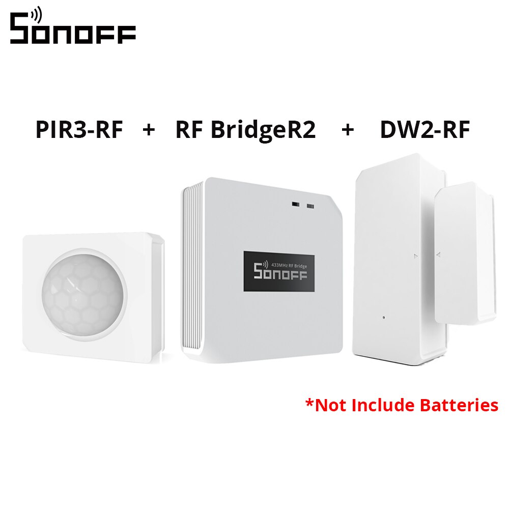 SONOFF RF BridgeR2 433MHz WiFi Signal Converter Door Window Sensor/ Motion Sensor RF Remote Controller Smart Home Alarm System: PIR3 DW2 RF BridgeR2