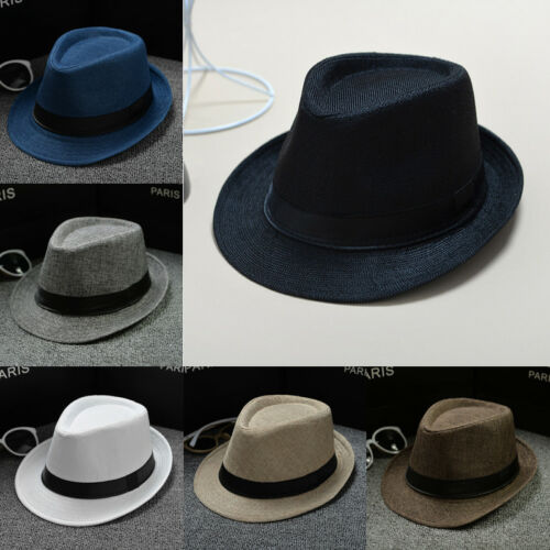 Unisex halm fedora solhatt panama trilby krossbar herr damer fällbara resefester hattar