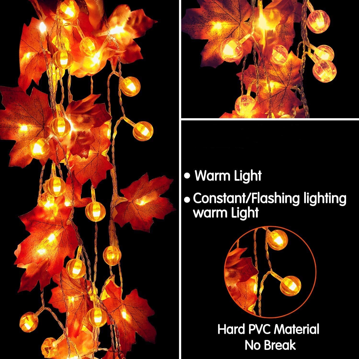 Kunstmatige Herfst Esdoorn Bladeren Pompoen Guirlande Led Kerstverlichting Voor Kerst Decoratie Thanksgiving Party Diy Halloween Decor