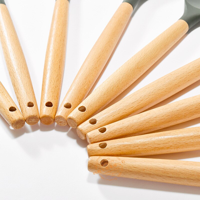 Ustensiles de cuisine en Silicone | Ustensiles de cuisine, ensemble d'ustensiles de cuisine, ustensiles de cuisine antiadhésifs, poignées en bois, outils de cuisine, pinces tournantes cuillère