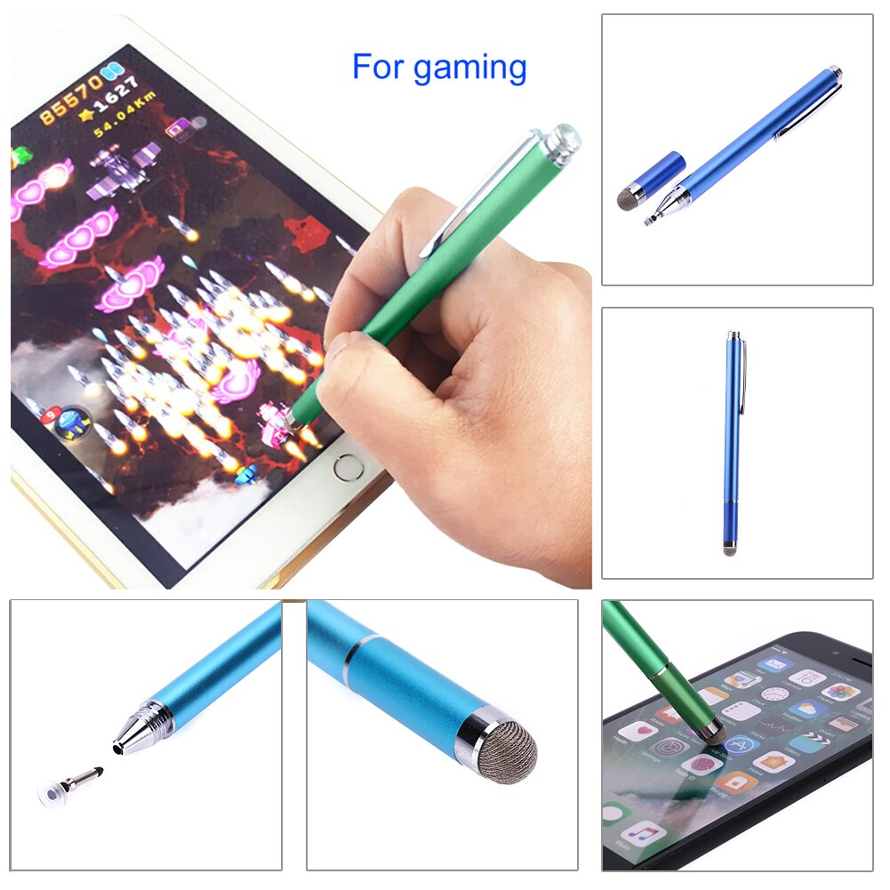 2 in 1 kapacitiv pen touch screen tegnepen stylus med ledende touch suger mikrofiber touch hoved til tablet pc