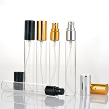 10ps 5ml 10ml 15ml Clear Mini Sample Hervulbare Parfum Spray Glas Verstuiver Fles Met Black Golden zilveren Deksel