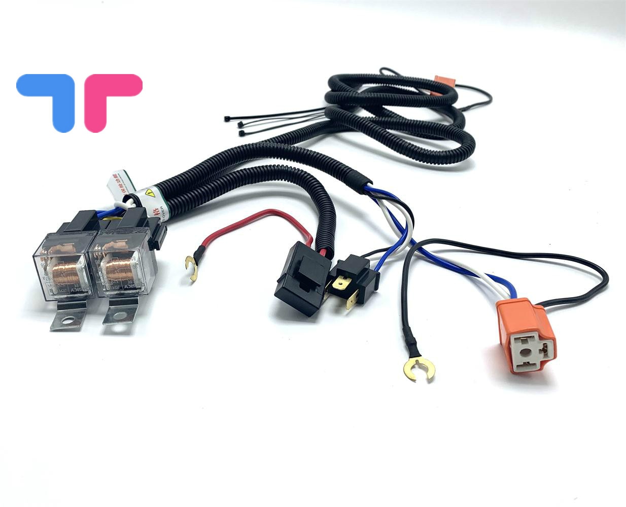 12V / 24V H4 Headlight Fix Dim Light Relay Wiring Harness System 2 Headlamp Light Bulb