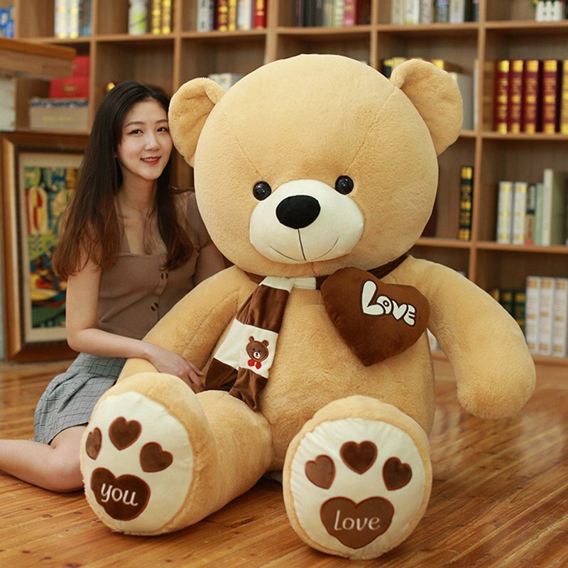 100-180Cm 4 Kleuren Teddybeer Huid Met Sjaal Opgevulde Dieren Beer Pluchen Speelgoed Teddybeer Pop Cover liefhebbers Verjaardag Baby Cadeau: 120cm / 2