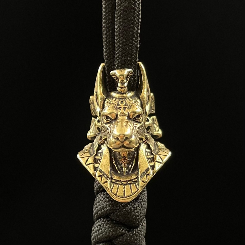 Altes Ägypten Todesgott Anubis Schakal Kopf Durcheinander EDC Messer Perlen DIY Paracord gewebt Schlüsselband Anhänger Schmuck draussen Zubehör