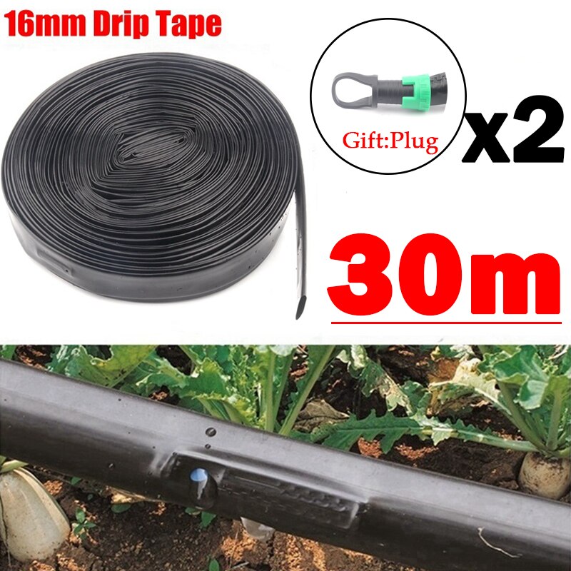 20~100M 16*0.2mm 1-Hole Patch Type Irrigation Drip Tape Fruit Tree Greenhouse Drip Hose Micro Irrigation System Seepage Pipe: Space200mm / 30m